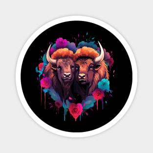 Bison Couple Valentine Magnet